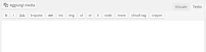 wordpress modalità visuale testo