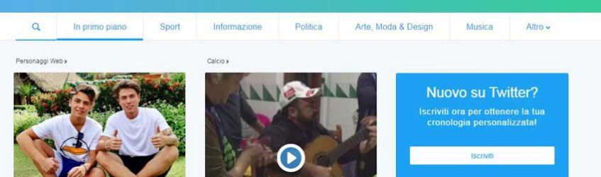 nuova home page twitter