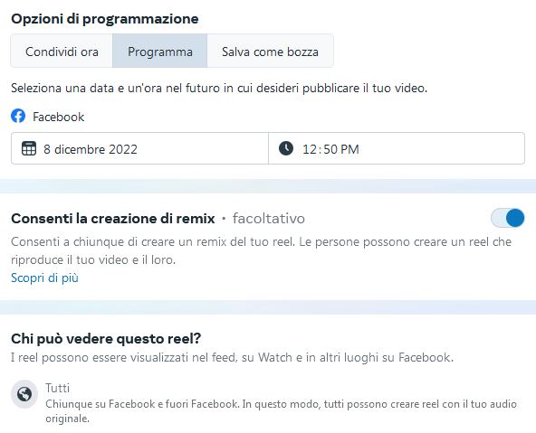 Scegli orario reel
