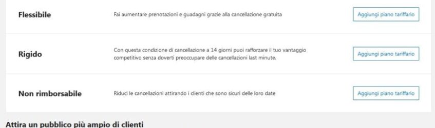 Piani tariffari booking
